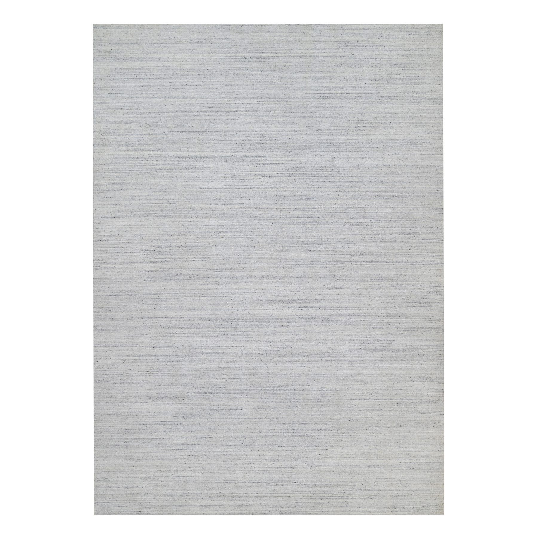 12'x18' Lily White, Plain Modern Striae Design, Hand Loomed, Soft to the Touch, Natural Wool, Oversized, Oriental Rug 
